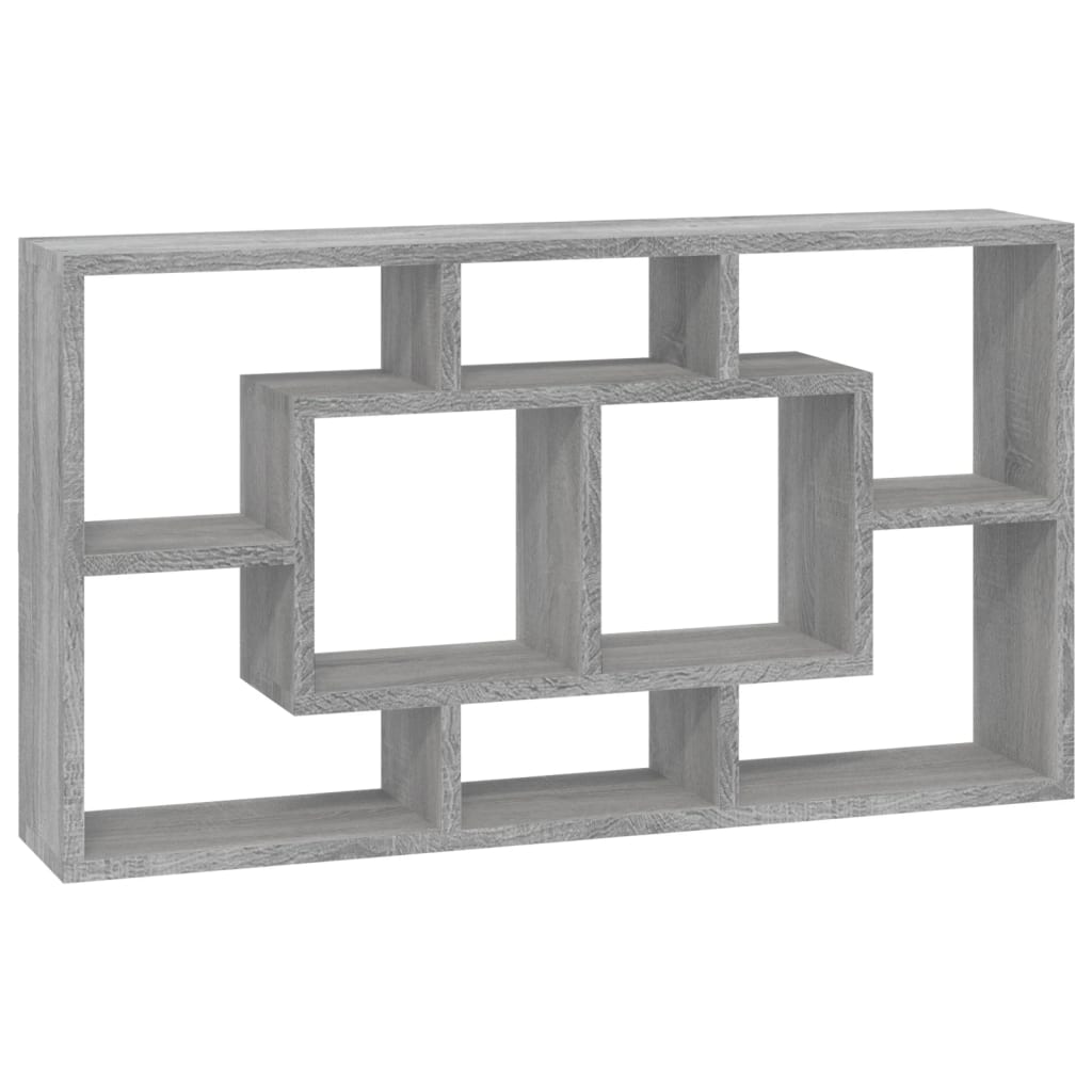 Wall Display Shelf 8 Compartments Grey Sonoma