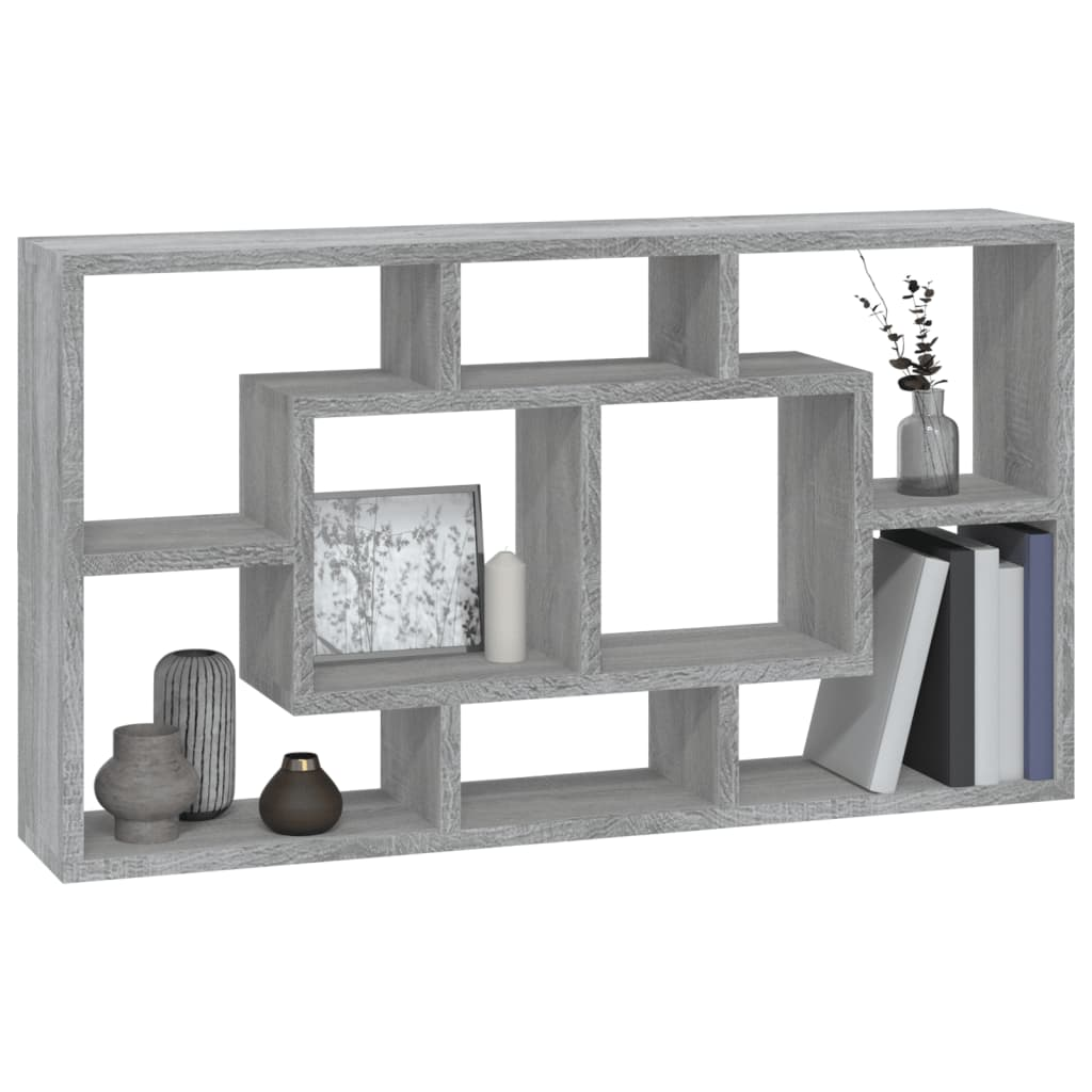 Wall Display Shelf 8 Compartments Grey Sonoma