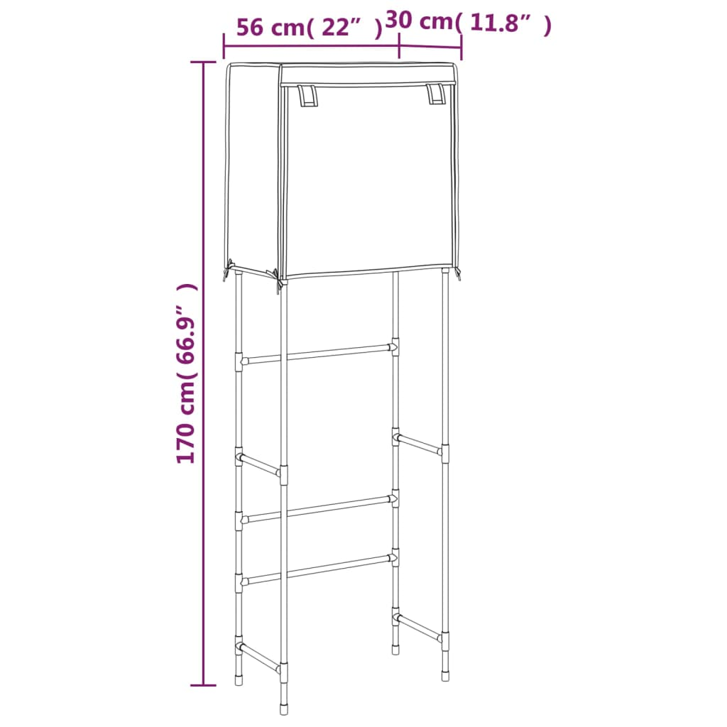 2-Tier Storage Rack over Toilet Blue 56x30x170 cm Iron