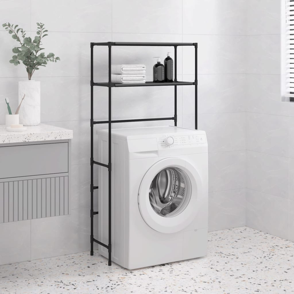 2-Tier Storage Rack over Washing Machine Black 69x28x143 cm Iron