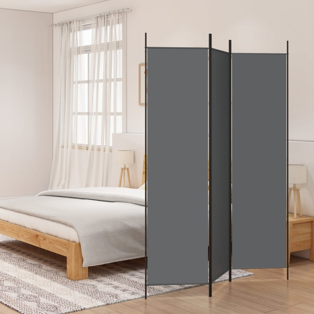 3-Panel Room Divider Anthracite 150x200 cm Fabric