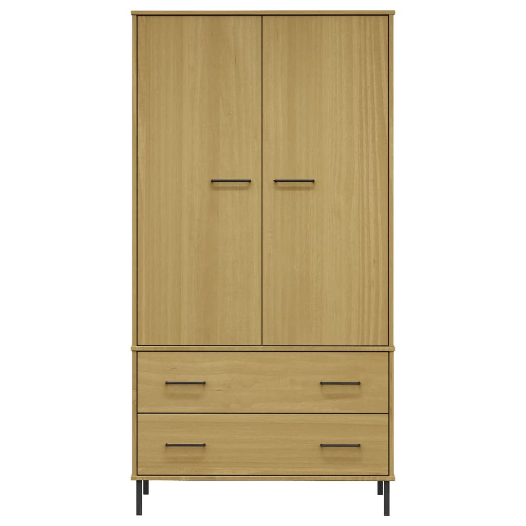 Wardrobe with Metal Legs Brown 90x55x172.5 cm Solid Wood OSLO