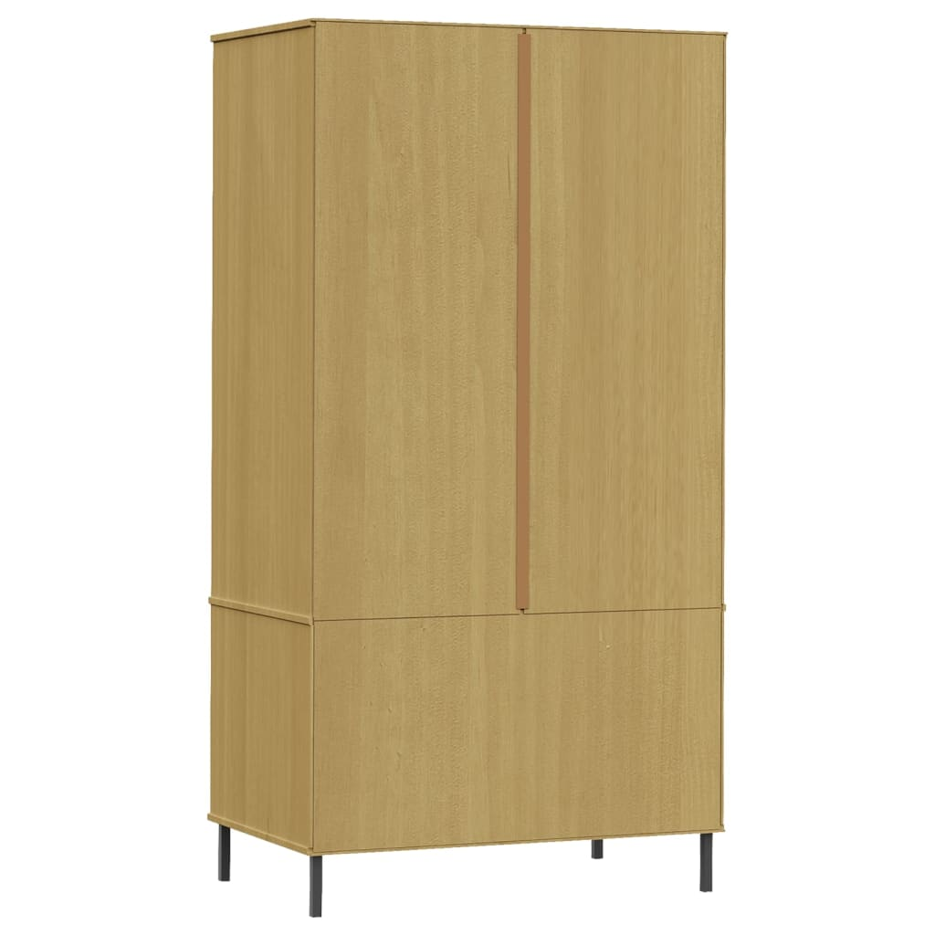 Wardrobe with Metal Legs Brown 90x55x172.5 cm Solid Wood OSLO