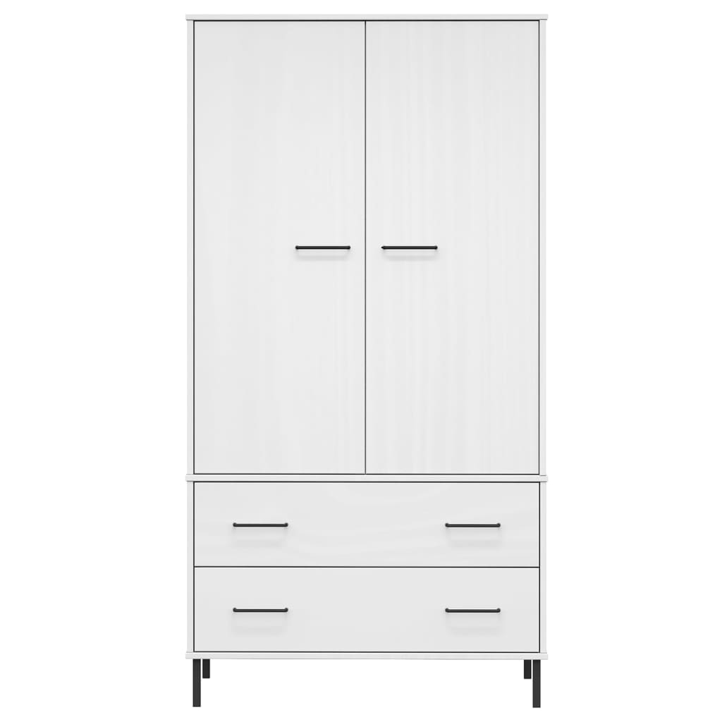 Wardrobe with Metal Legs White 90x55x172.5 cm Solid Wood OSLO