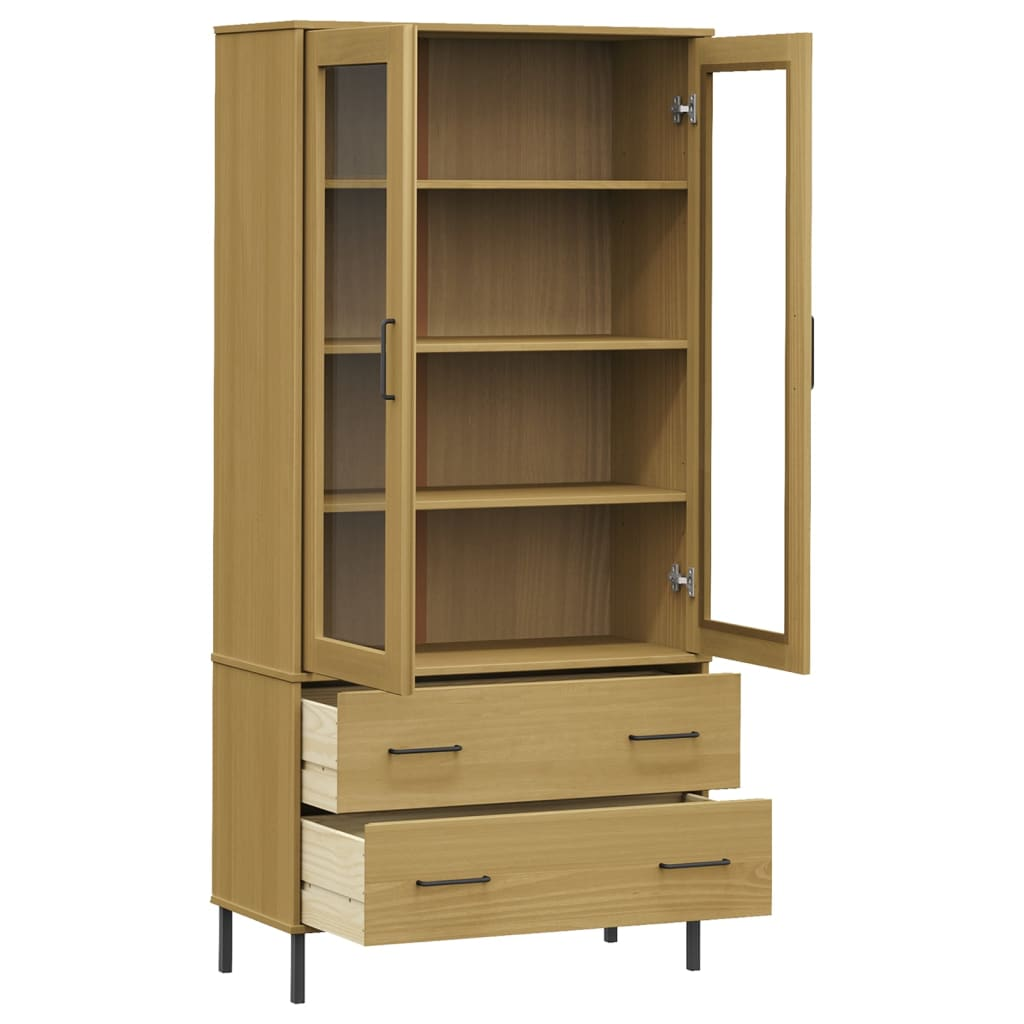 Bookcase with Metal Legs Brown 85x35x172.5 cm Solid Wood OSLO