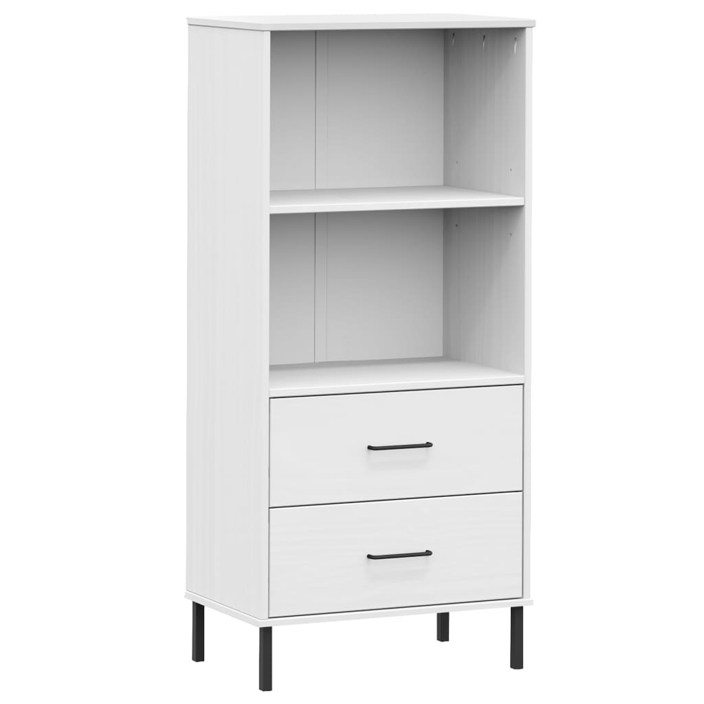 Bookcase with 2 Drawers White 60x35x128.5 cm Solid Wood OSLO