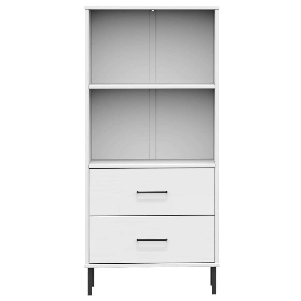 Bookcase with 2 Drawers White 60x35x128.5 cm Solid Wood OSLO