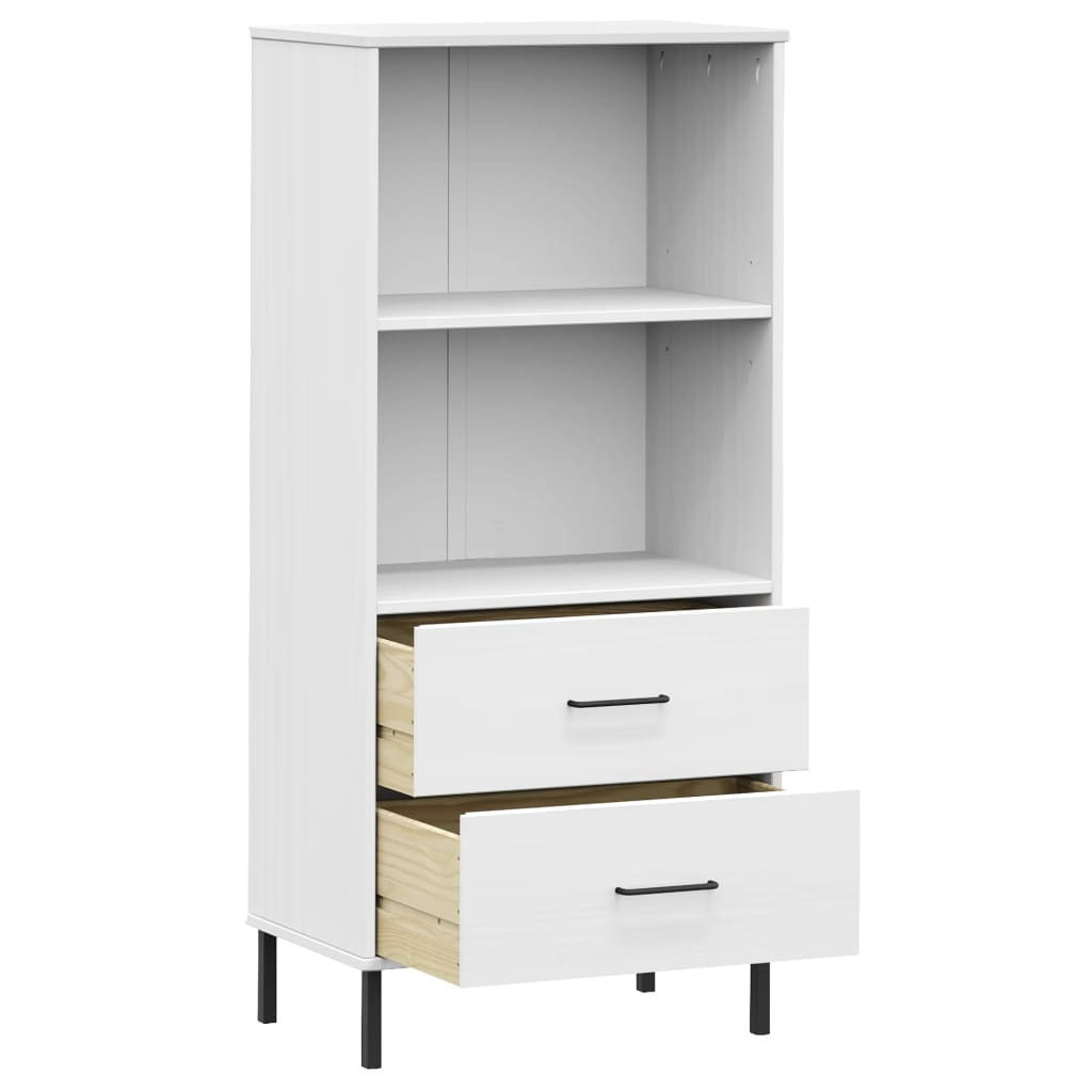 Bookcase with 2 Drawers White 60x35x128.5 cm Solid Wood OSLO