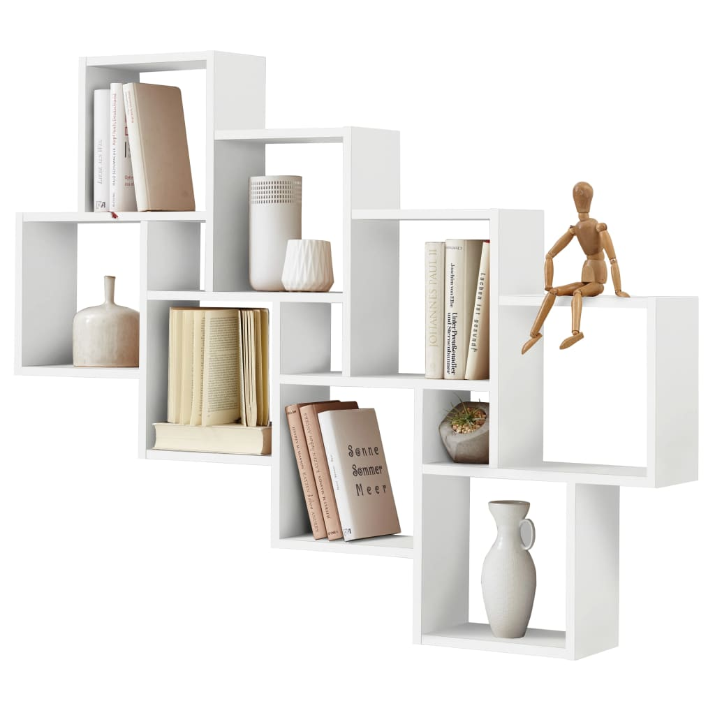 FMD Wall-Mounted Shelf with 11 Compartments  White