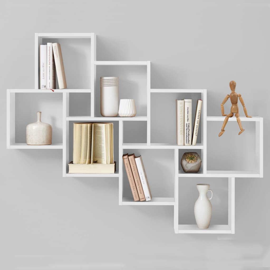 FMD Wall-Mounted Shelf with 11 Compartments  White