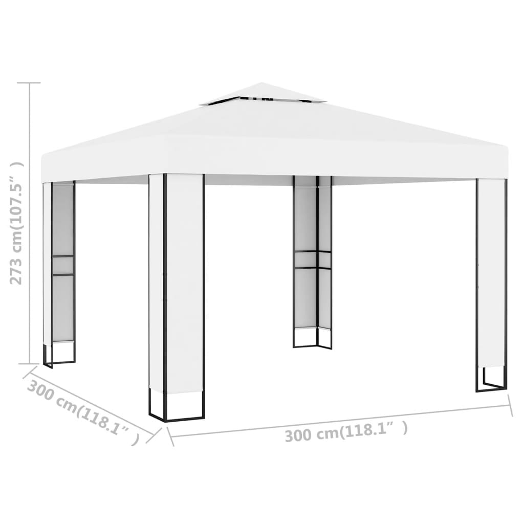 Gazebo with Double Roof 3x3 m White