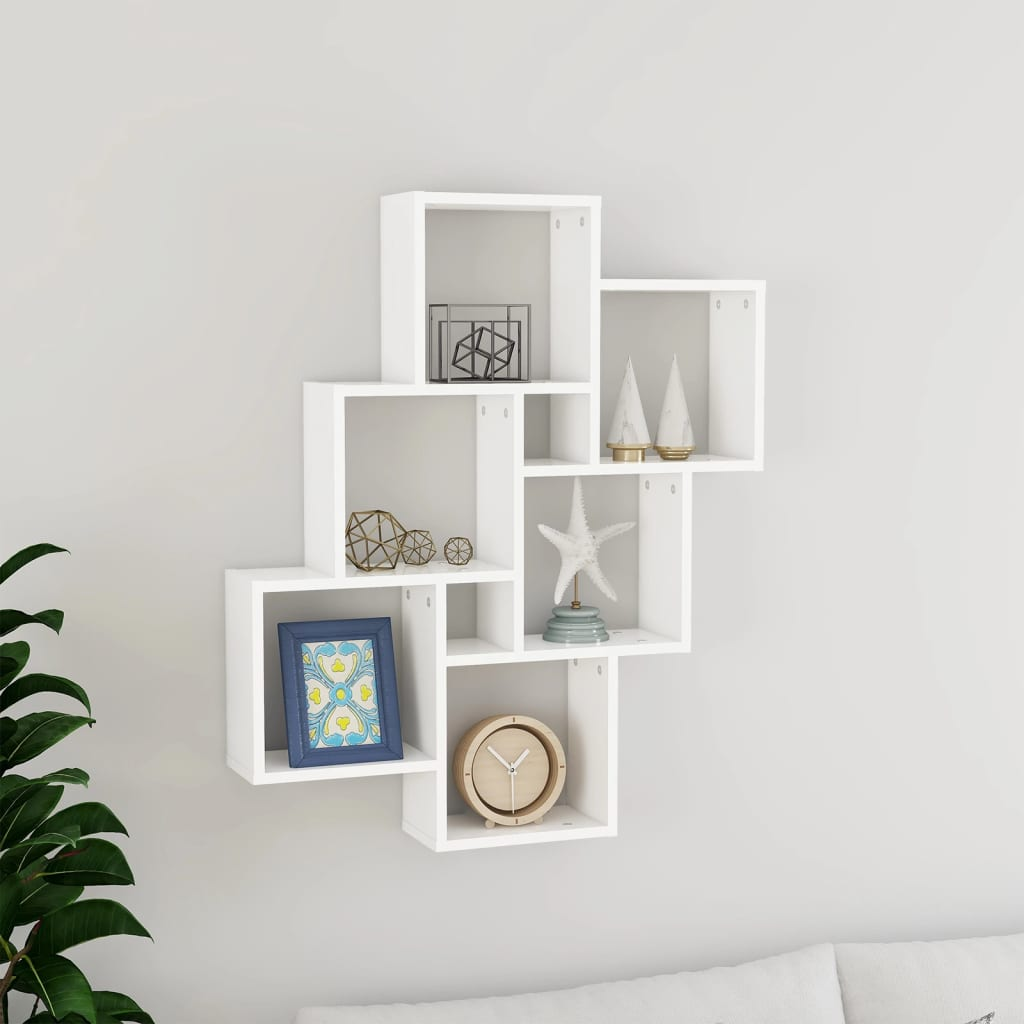 Wall Cube Shelf White 78x15x93 cm Engineered Wood