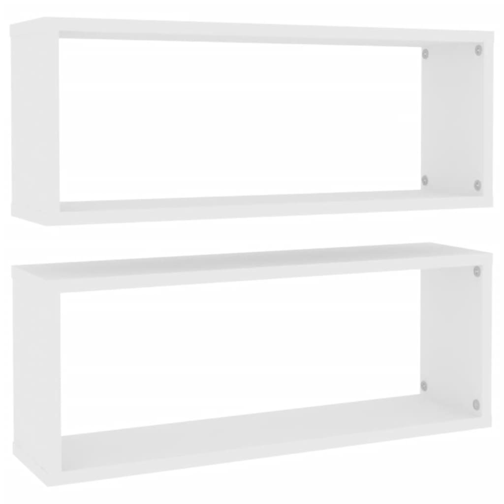 Wall Cube Shelf 2 pcs White 60x15x23 cm Engineered Wood