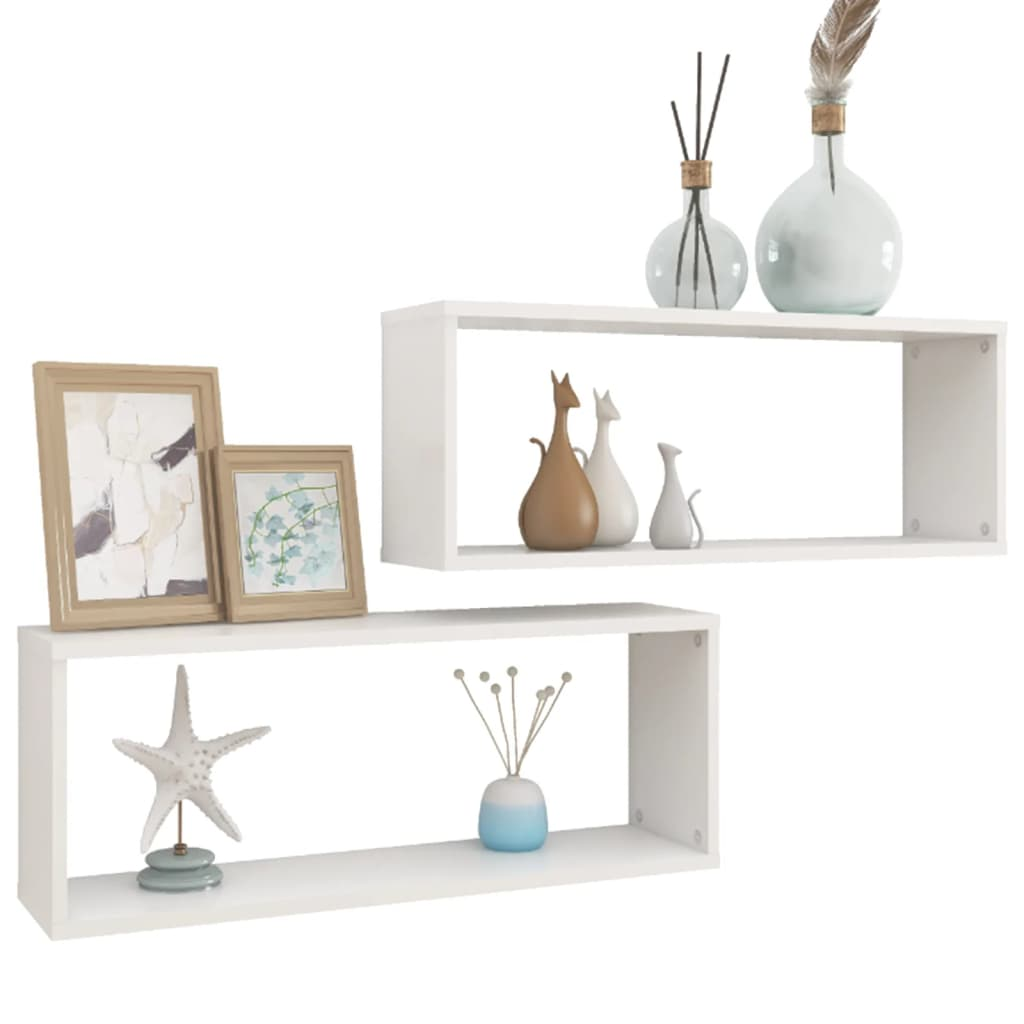 Wall Cube Shelf 2 pcs White 60x15x23 cm Engineered Wood