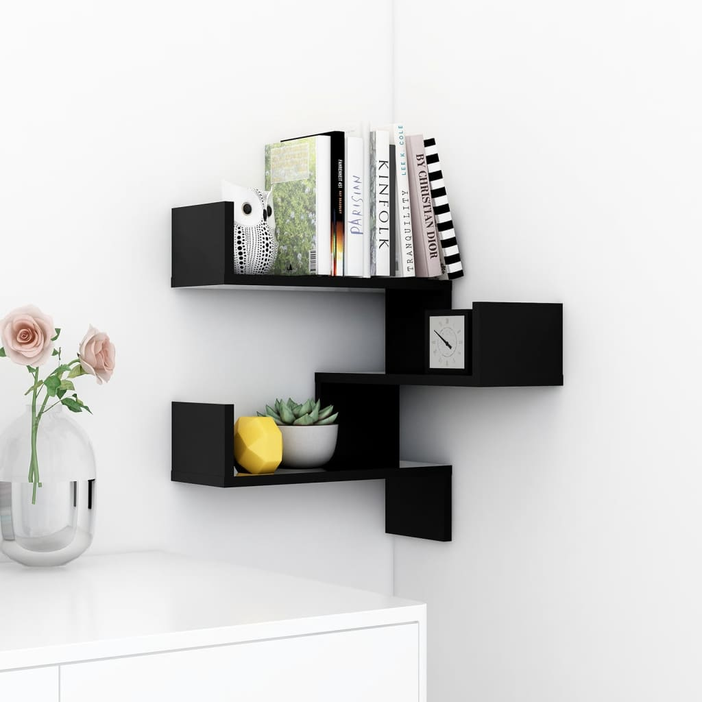 Wall Corner Shelf Black 40x40x50 cm Engineered Wood