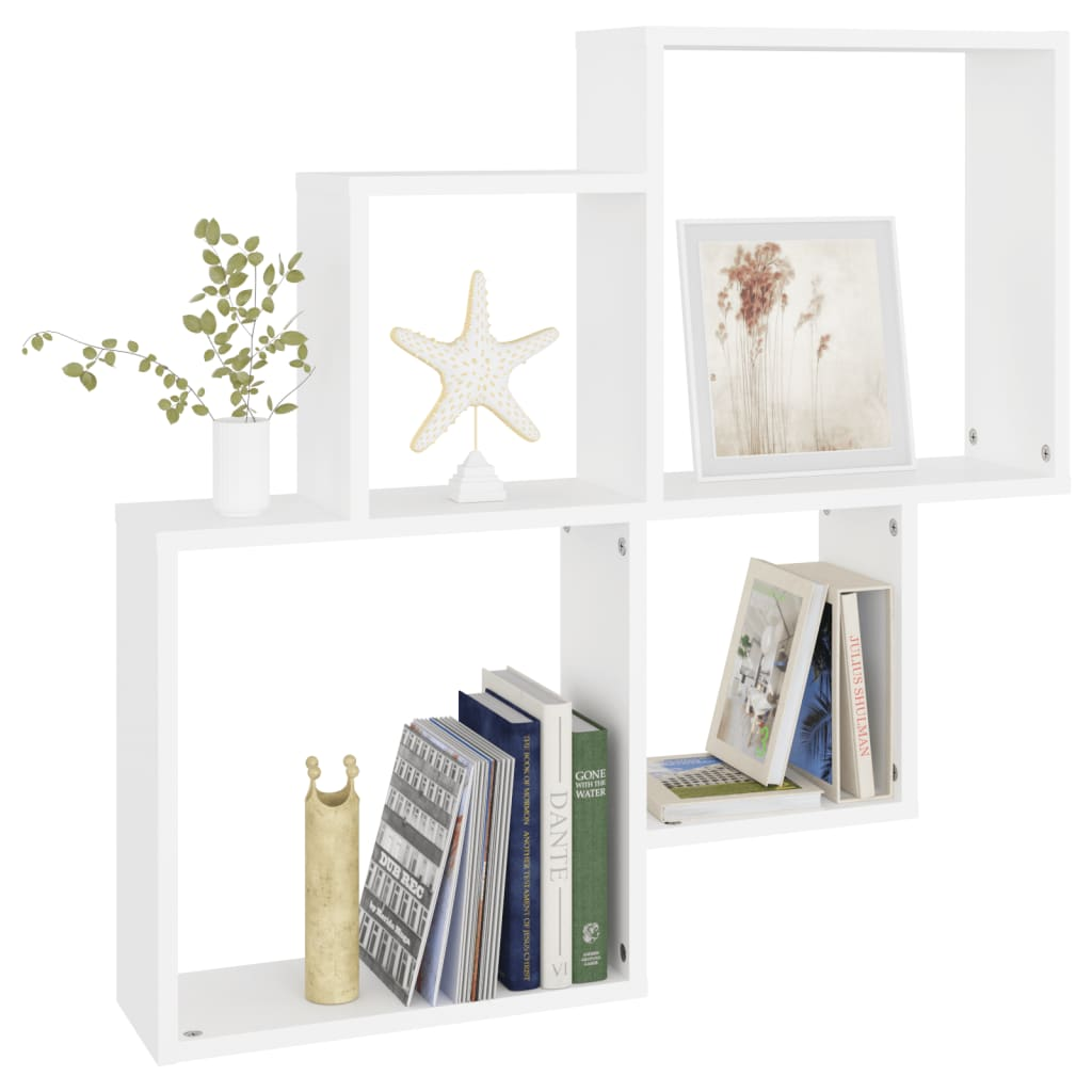 Wall Cube Shelf White 80x15x78.5 cm Engineered Wood