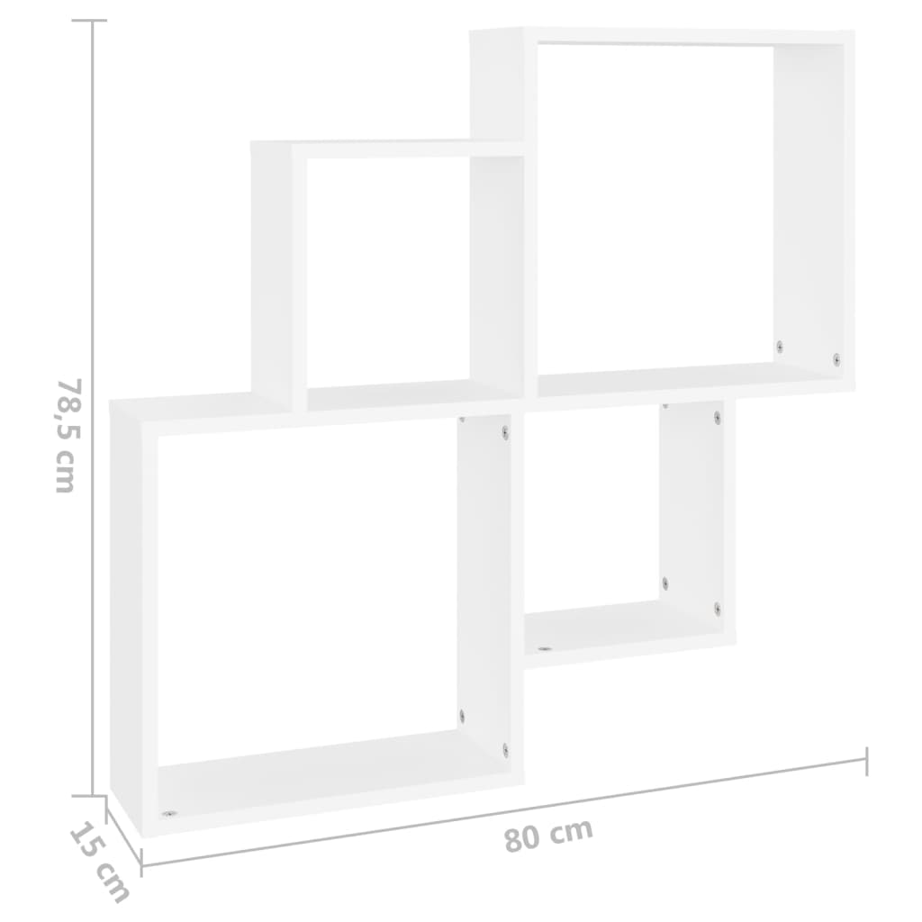 Wall Cube Shelf White 80x15x78.5 cm Engineered Wood