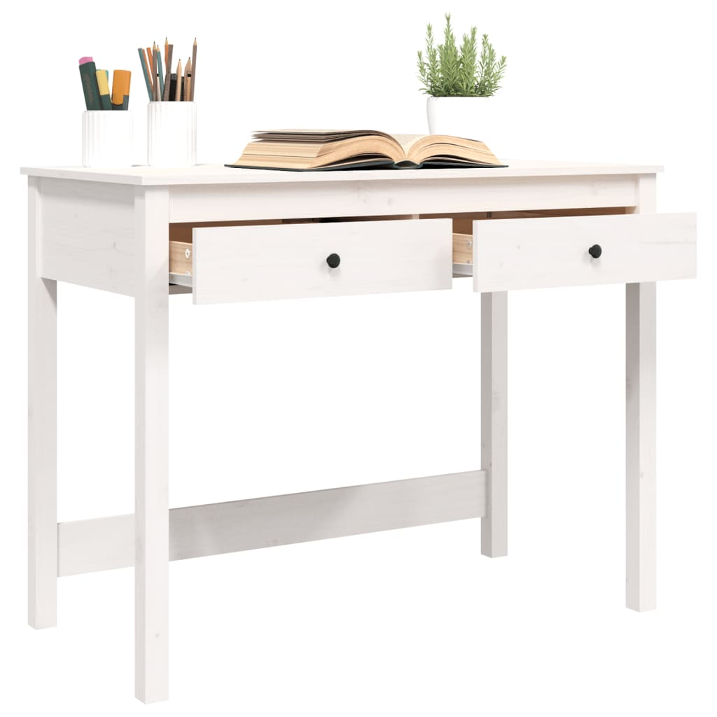 Desk with Drawers White 100x50x78 cm Solid Wood Pine