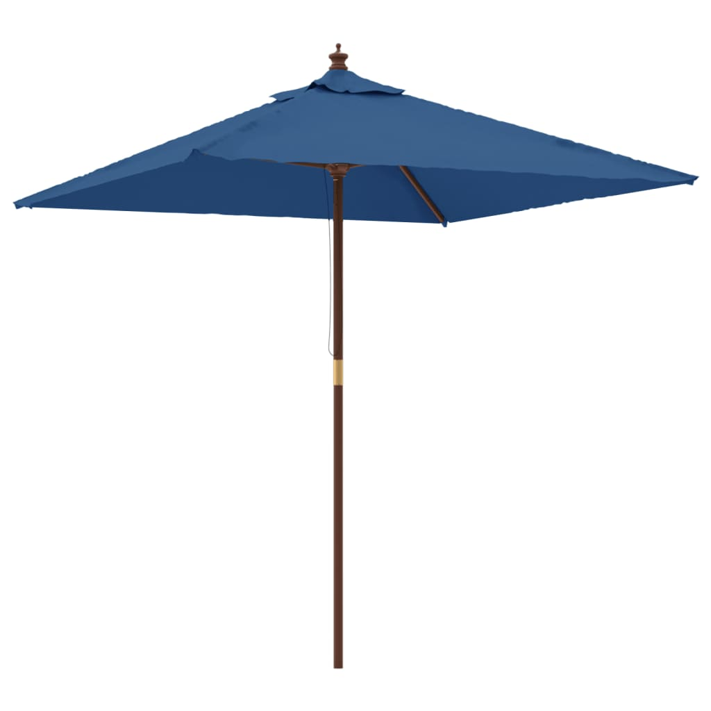 Garden Parasol with Wooden Pole Azure Blue 198x198x231 cm