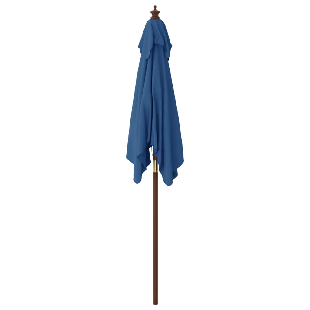 Garden Parasol with Wooden Pole Azure Blue 198x198x231 cm