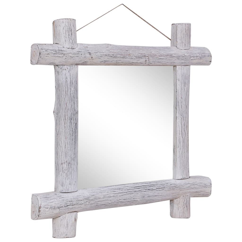 Log Mirror White 70x70 cm Solid Reclaimed Wood