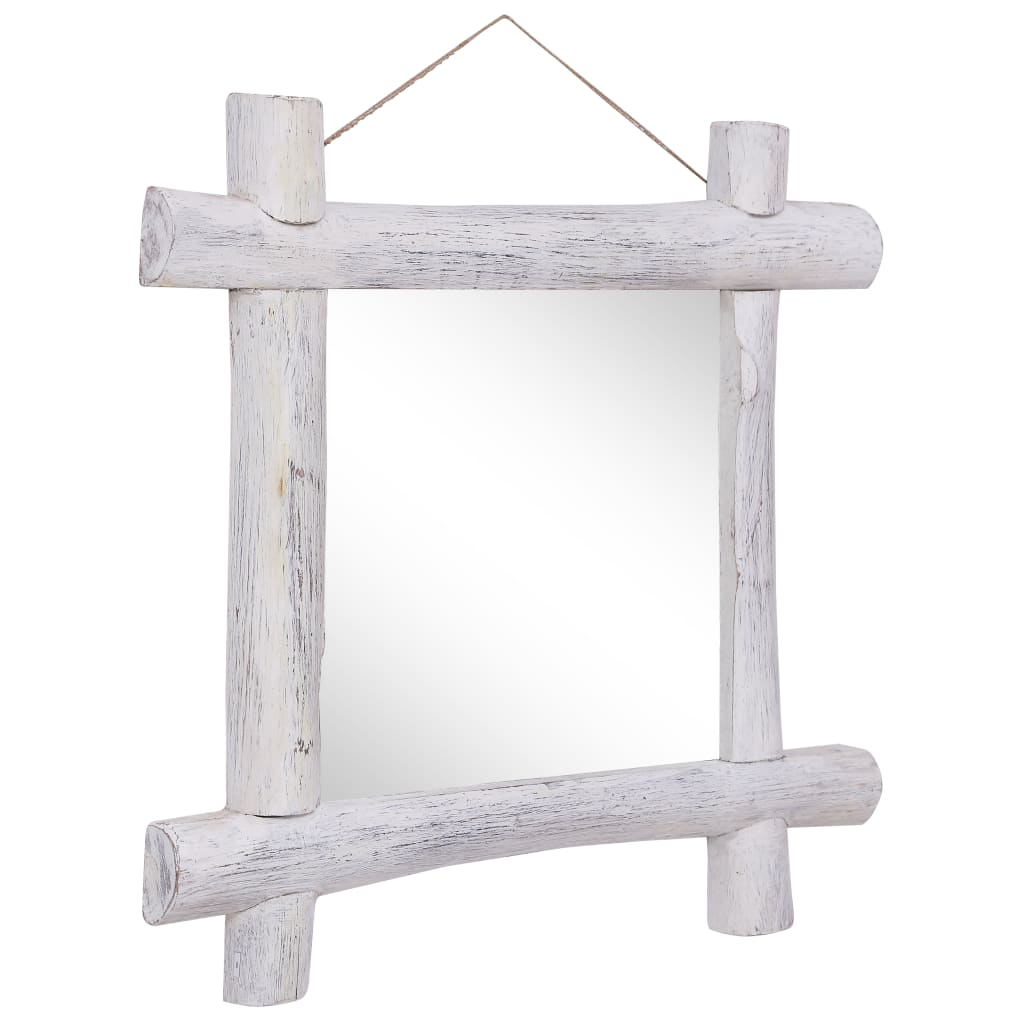 Log Mirror White 70x70 cm Solid Reclaimed Wood