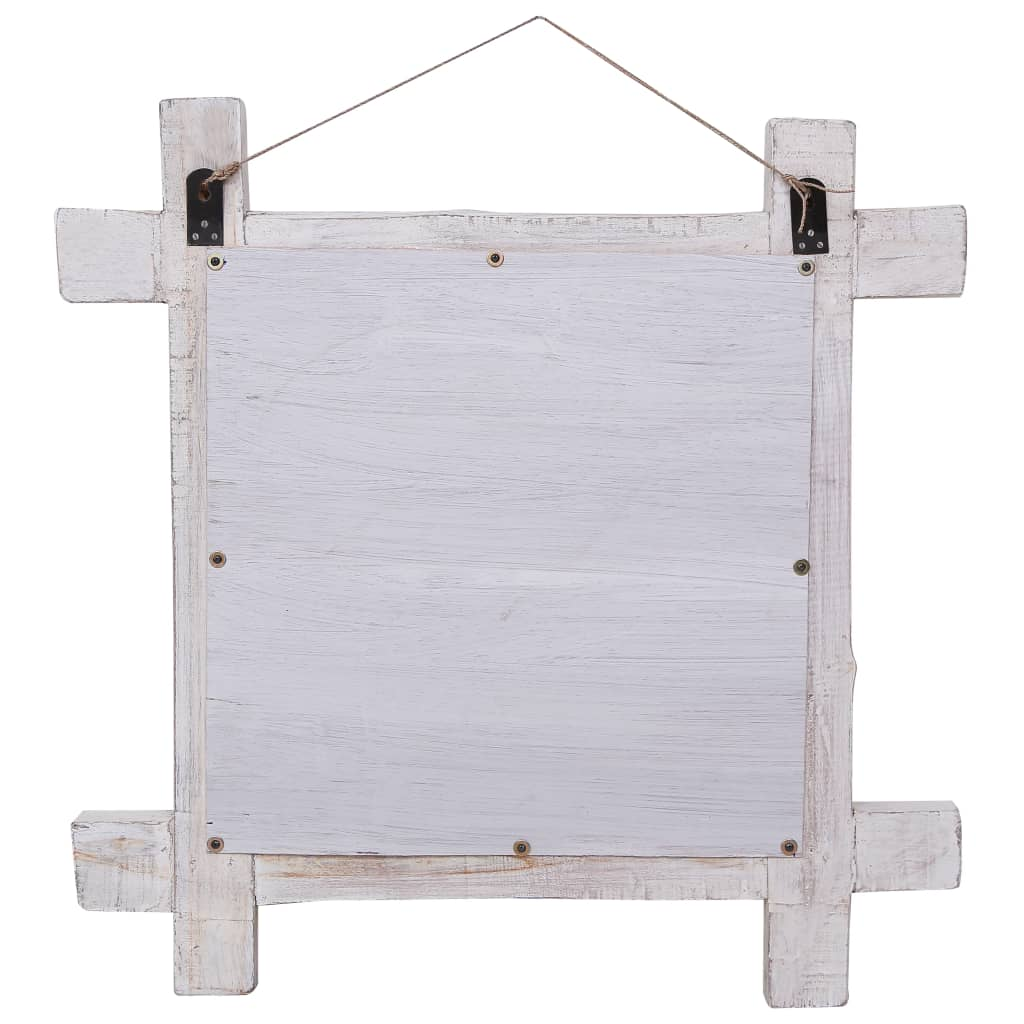 Log Mirror White 70x70 cm Solid Reclaimed Wood