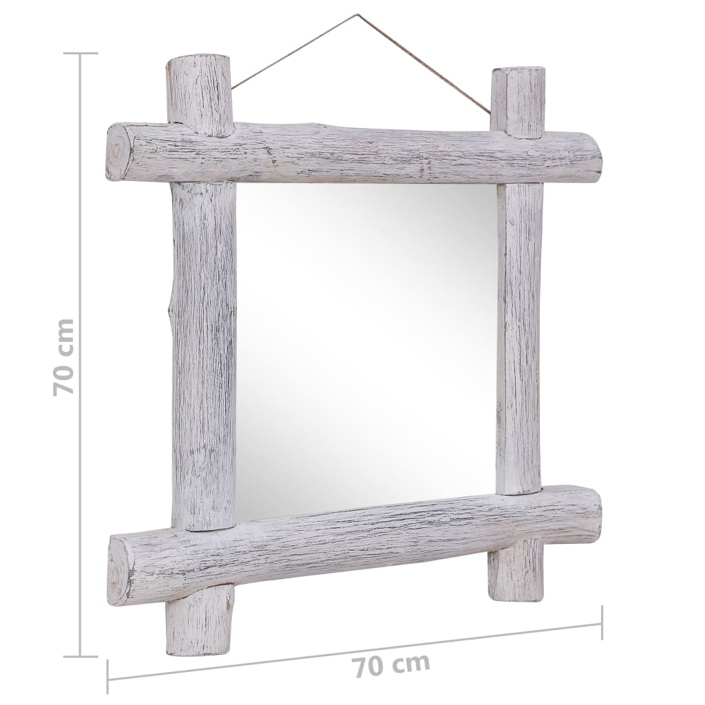 Log Mirror White 70x70 cm Solid Reclaimed Wood