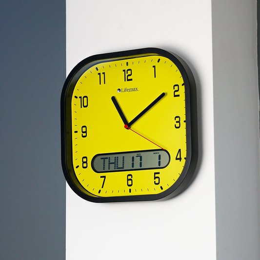 Lifemax Clear Time Day Date Wall Clock (High Contrast)