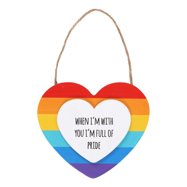 Pride Hanging Rainbow Heart Sign