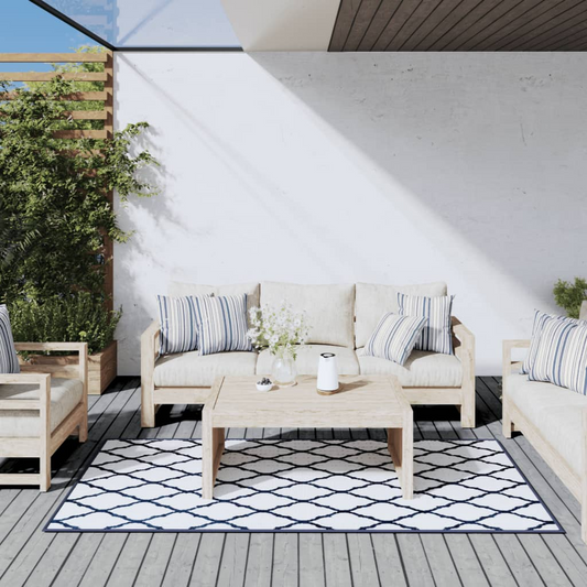 Outdoor Rug Navy and White 100x200 cm Reversible Design