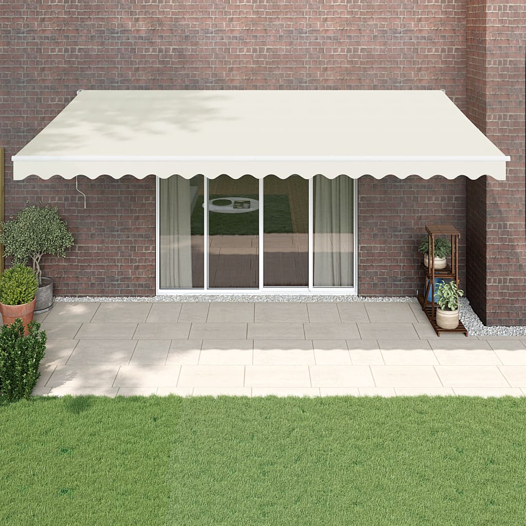 Retractable Awning Cream 5x3 m Fabric and Aluminium