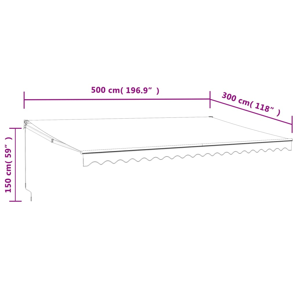 Retractable Awning Cream 5x3 m Fabric and Aluminium