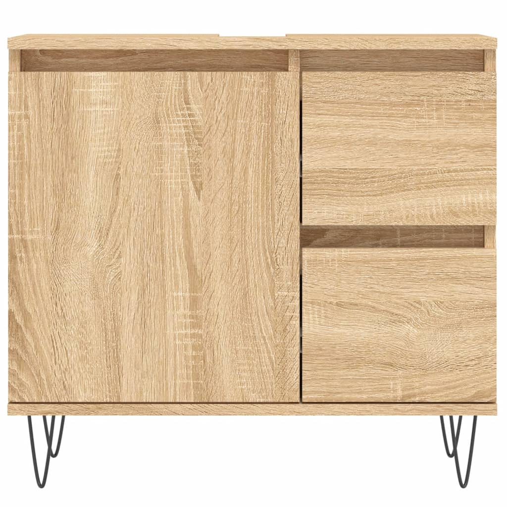 3 Piece Bathroom Furniture Set Sonoma Oak Engineered Wood