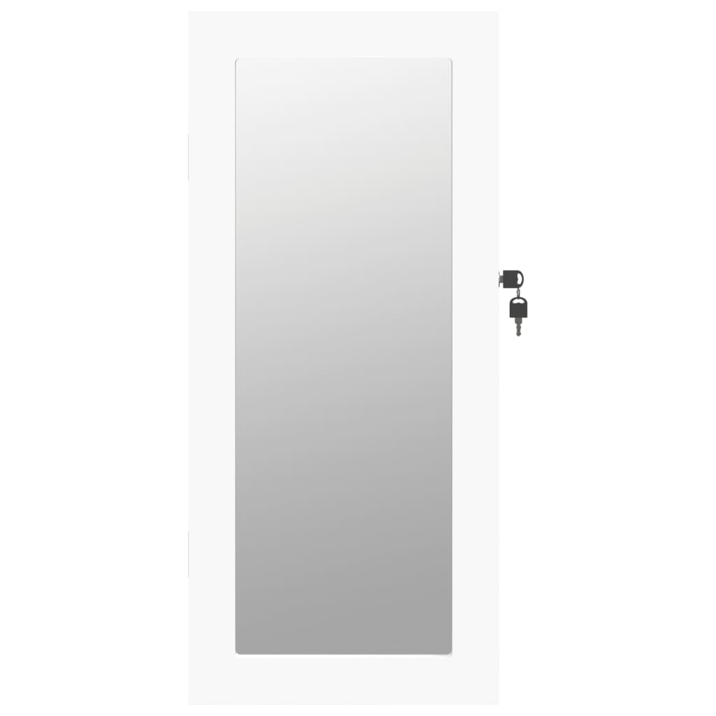 Mirror Jewellery Cabinet Wall Mounted White 30x8.5x67 cm