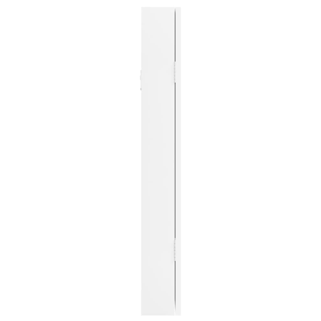 Mirror Jewellery Cabinet Wall Mounted White 30x8.5x67 cm