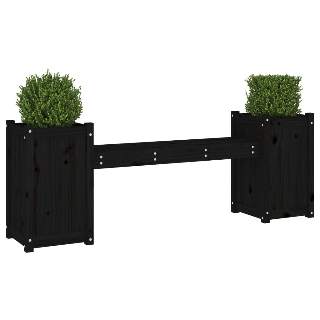 Planter Bench Black 180x36x63 cm Solid Wood Pine