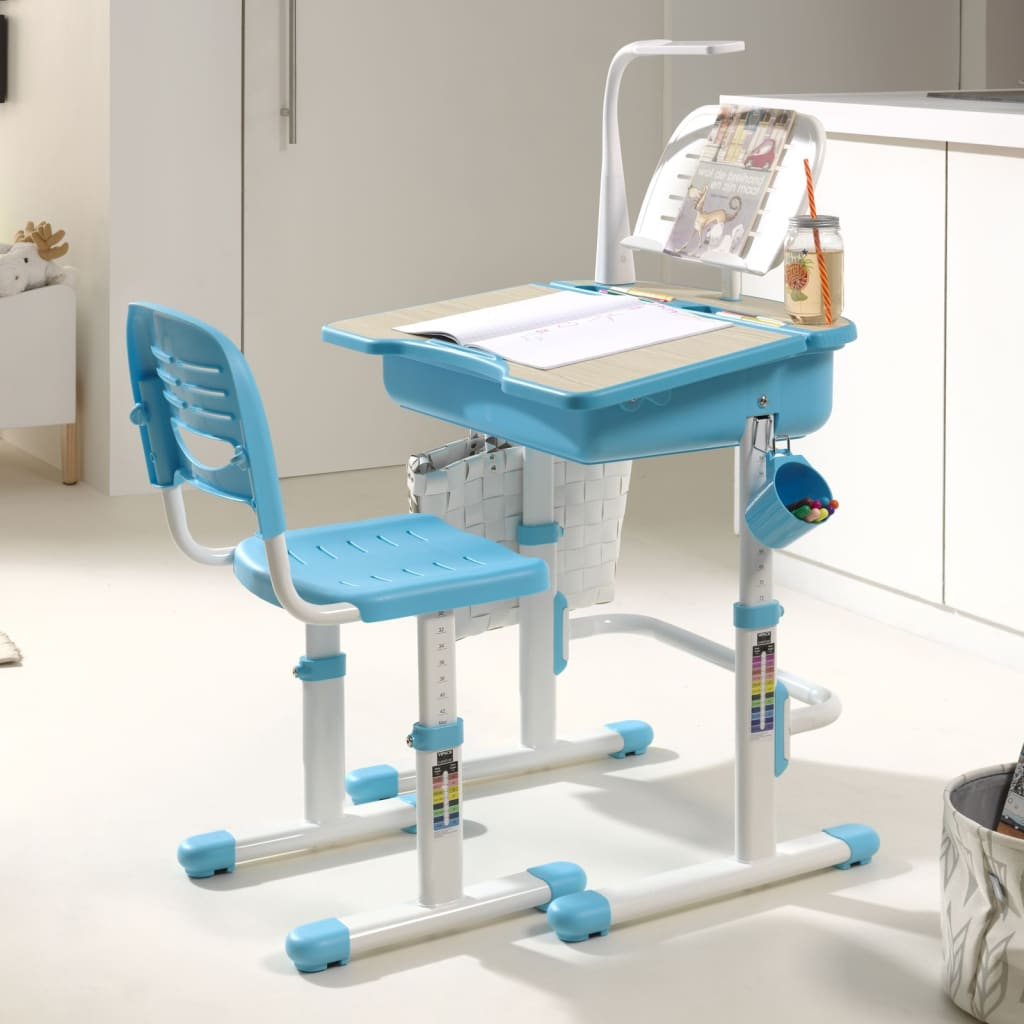 Vipack Adjustable Kids Desk Comfortline 301 with Chair Light Blue and White