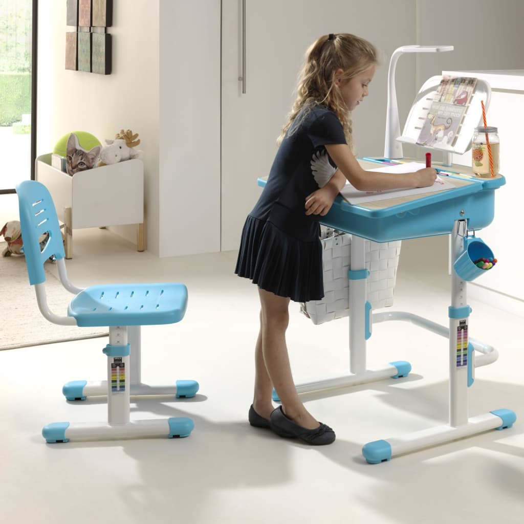 Vipack Adjustable Kids Desk Comfortline 301 with Chair Light Blue and White