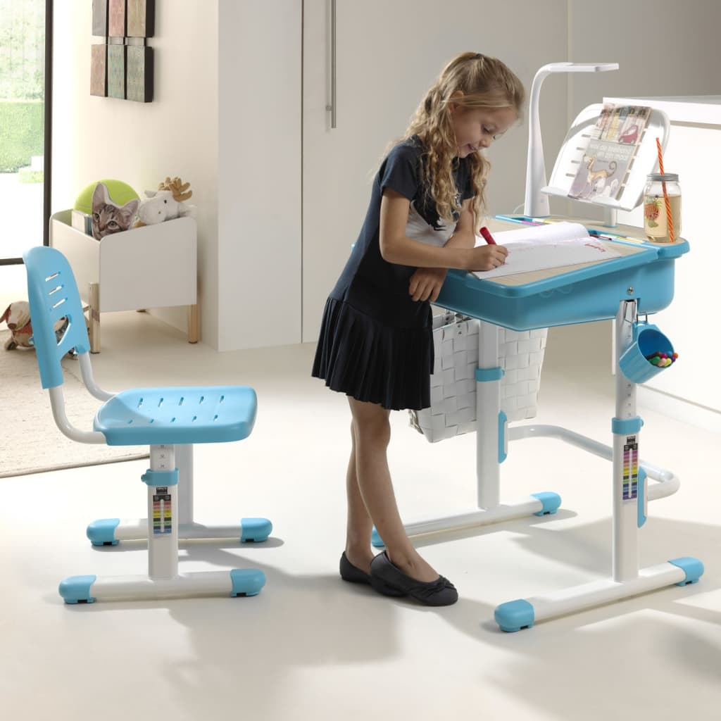 Vipack Adjustable Kids Desk Comfortline 301 with Chair Light Blue and White