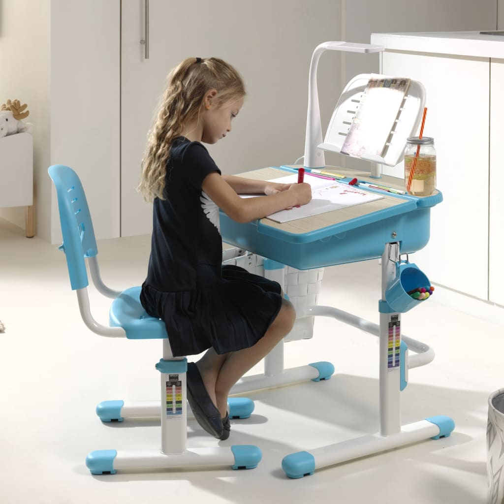 Vipack Adjustable Kids Desk Comfortline 301 with Chair Light Blue and White