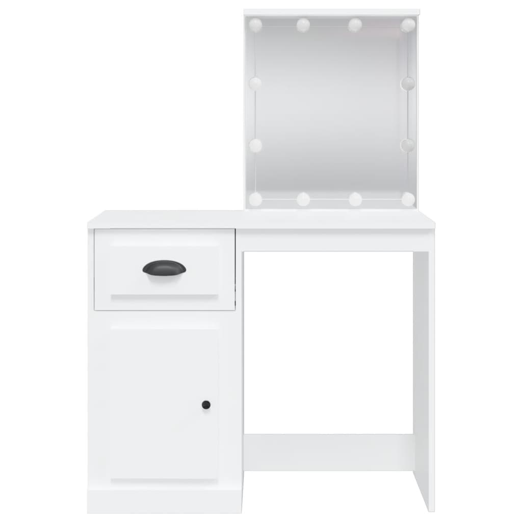 Dressing Table with LED Lights White 90x42x132.5 cm