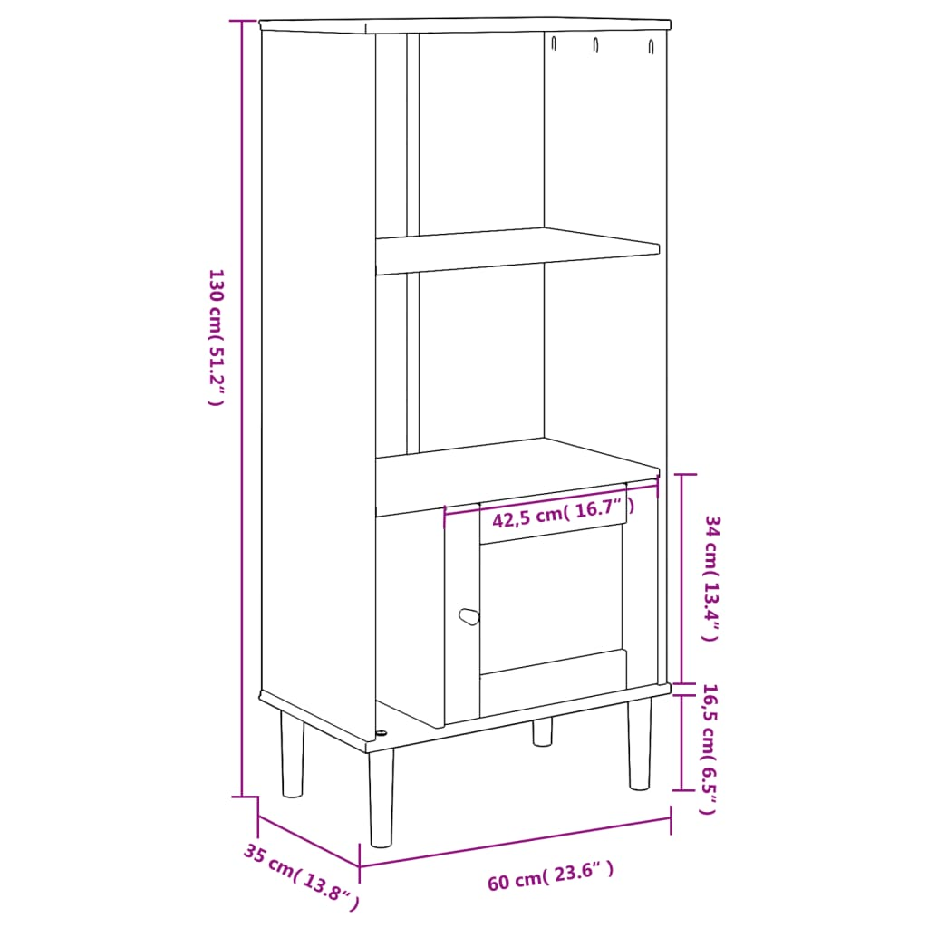 Bookcase SENJA Rattan Look Black 60x35x130 cm Solid Wood Pine