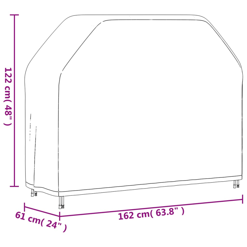 BBQ Cover 162x61x122 cm Black 420D Oxford