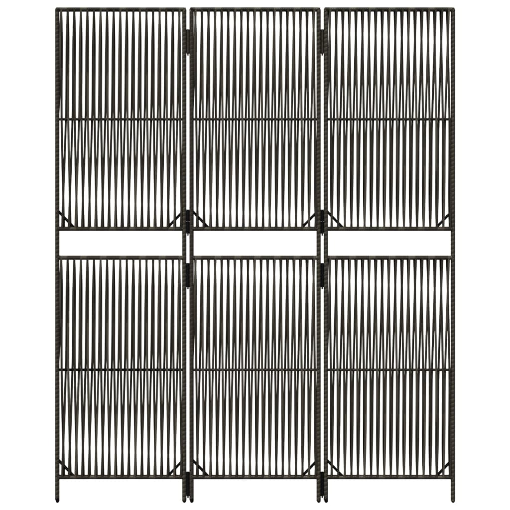 Room Divider 3 Panels Grey Poly Rattan