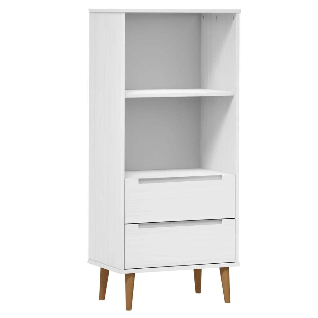 Bookcase MOLDE White 60x35x133,5 cm Solid Wood Pine