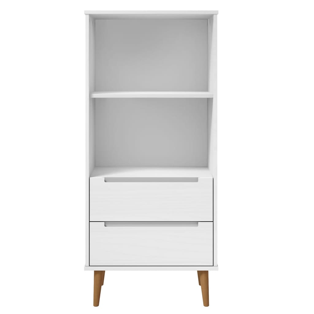 Bookcase MOLDE White 60x35x133,5 cm Solid Wood Pine