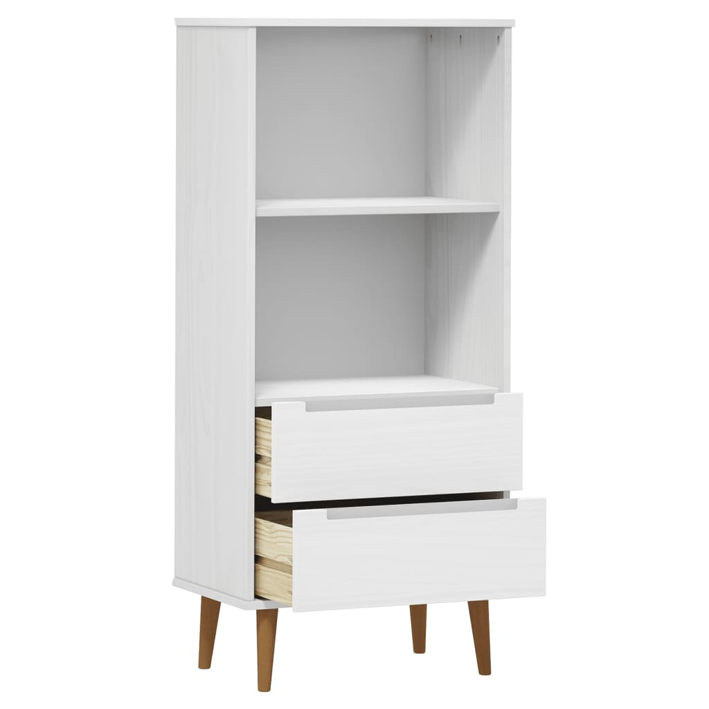 Bookcase MOLDE White 60x35x133,5 cm Solid Wood Pine