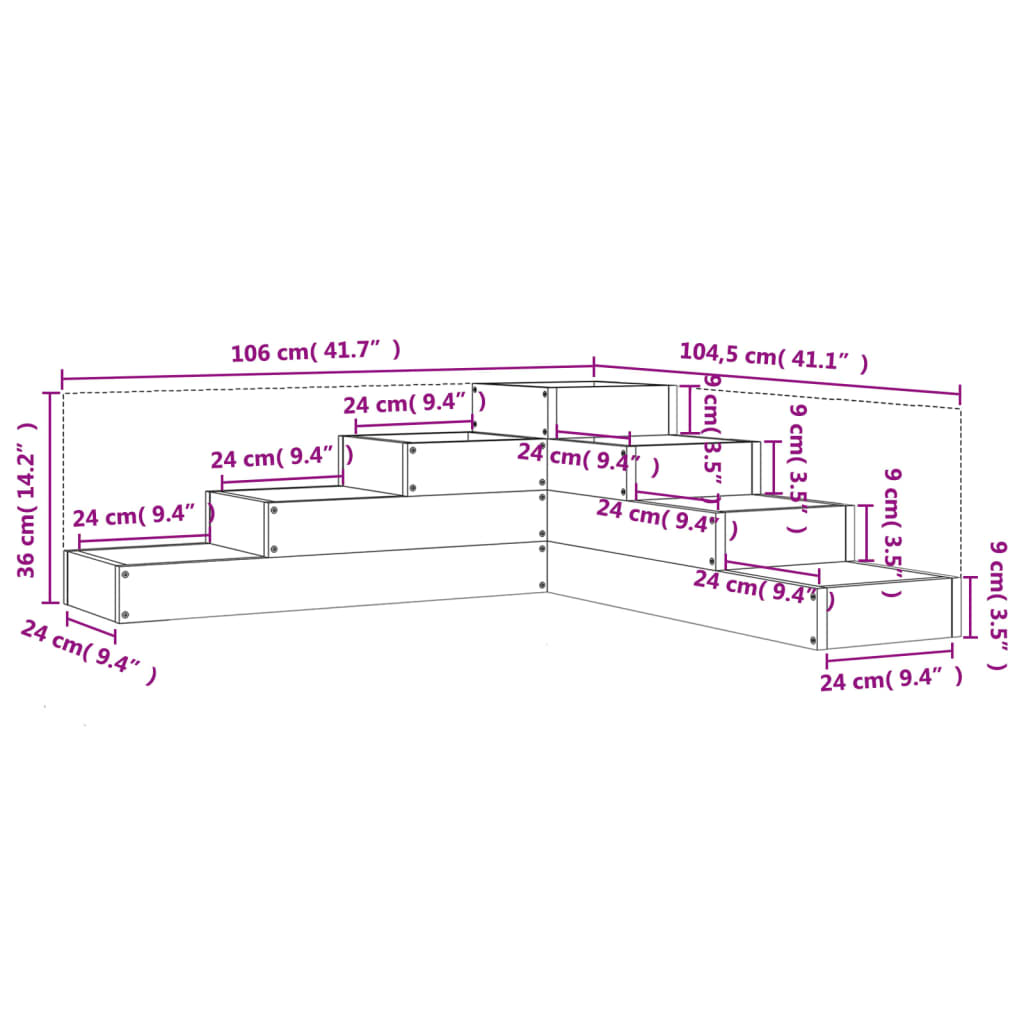 Garden Planter 4-Tier 106x104.5x36 cm Honey Brown Solid Wood Pine