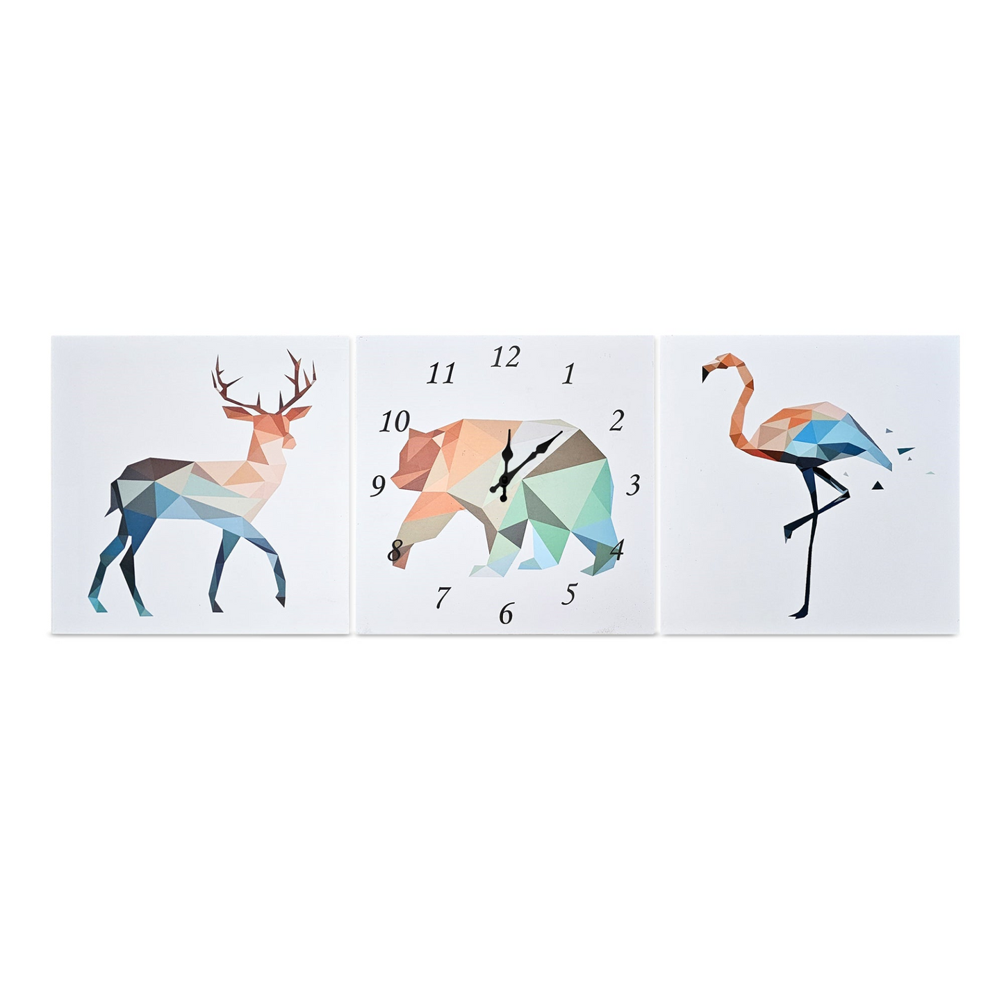 Deer Bear Flamingo Animal Wall Clock Painting Poster Decorative~5321